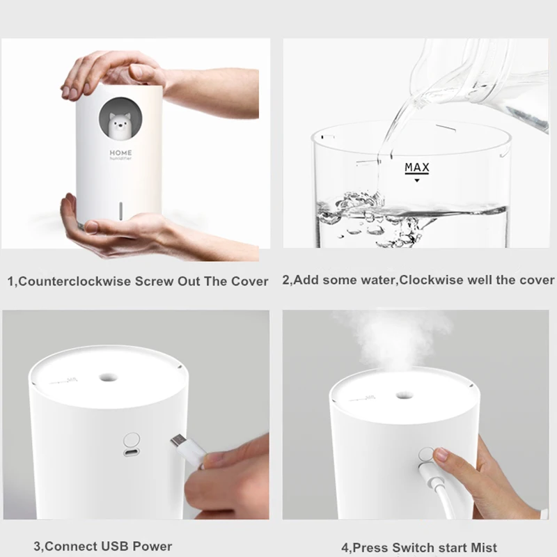 casa umidificador 700 ml grande capacidade usb 04