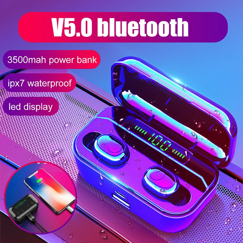 Беспроводные Bluetooth наушники IPX7 водонепроницаемые 5 0 с сенсорным управлением