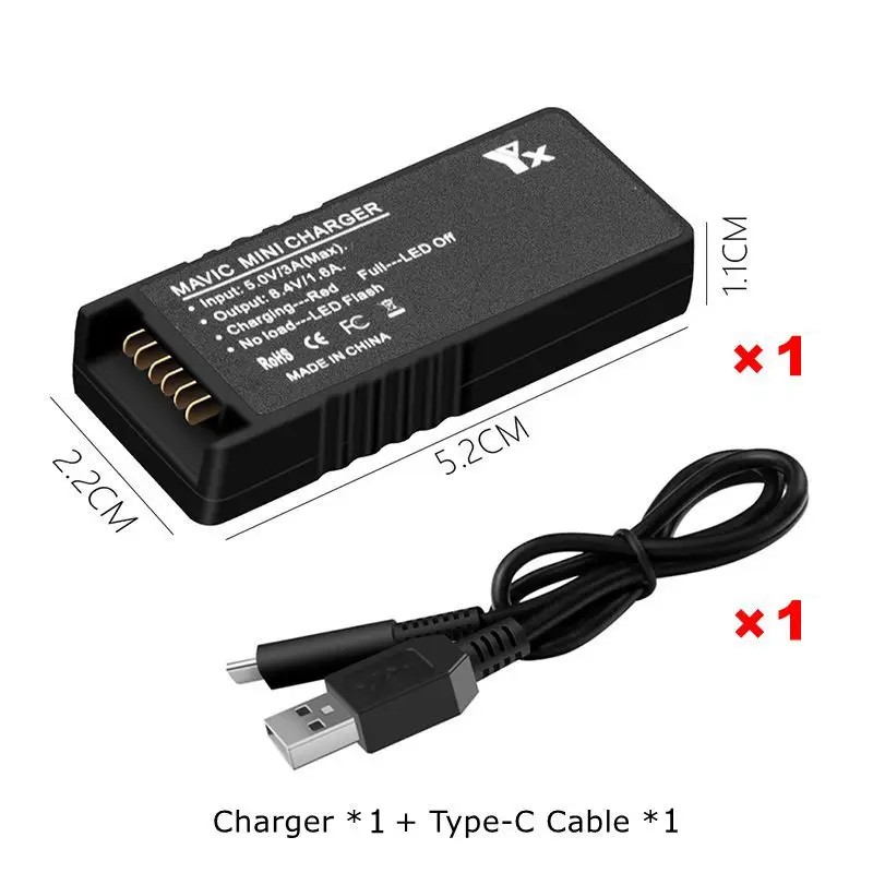 Новое зарядное устройство USB для DJI Mavic Mini One, зарядное устройство с кабелем type-C для дрона Mavic Mini, аксессуары для летного аккумулятора - Цвет: A Package