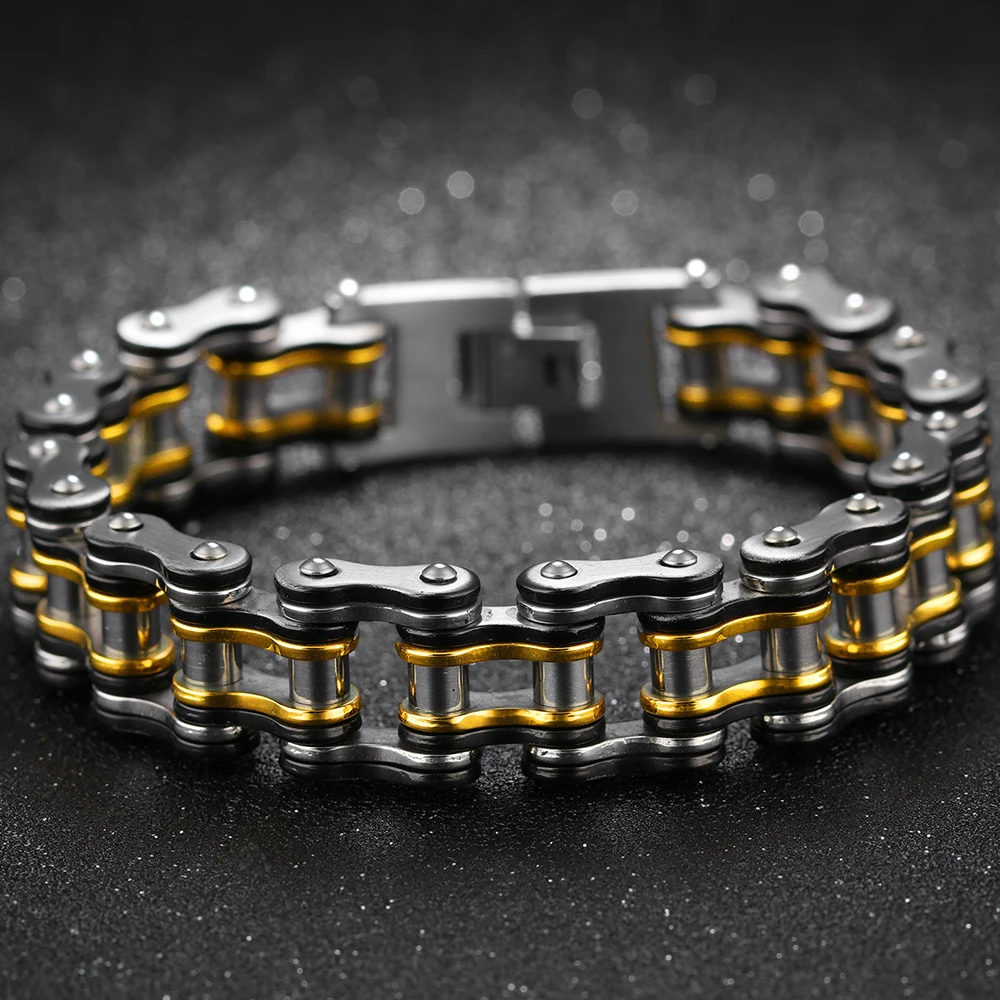 Cupimatch Herren Armband Edelstahl – Fahrradkette-Design Mit Kohlefaser & Magneten
