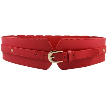 

Vintage Women Girdle Waistband Wide Waist Belts Metal Buckle Cummerbunds Female Belt Waistband Hook Up Wide Belt