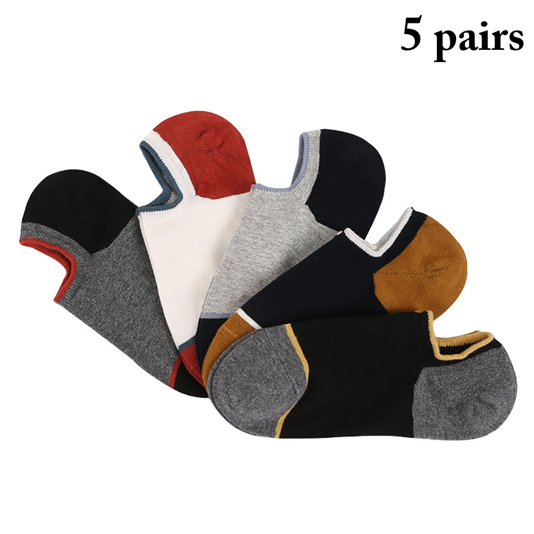 5 Pairs Solid Color Men Socks Fashion Casual Moisture-Wicking Breathable Crew Socks High Ankle Socks Clothing Accessories