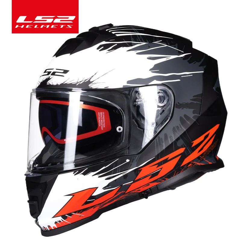 Capacete LS2 STORM 오토바이 헬멧, 풀 페이스 듀얼 렌즈 헬멧, 무료 김서림 방지 시스템 포함, ls2 ff800