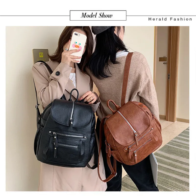 Модный кожаный женский рюкзак, сумки через плечо для отдыха, Mochila Feminina, вместительная школьная сумка для девочек
