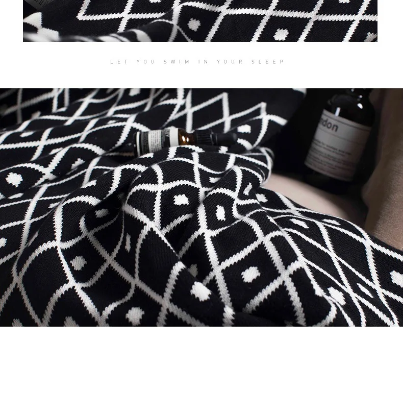 Charlotte New Style Cotton Northern European-Style Amazon Hot Selling Knitted Thread Blanket Sofa Nap Blanket Photographic Prop