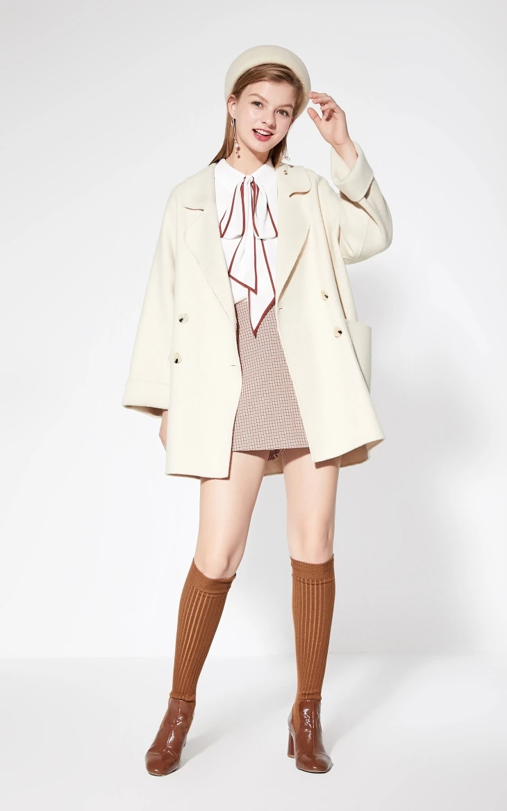 Vero Moda новое шерстяное пальто в форме кокона из овечьей шерсти с короткими рукавами | 319327559