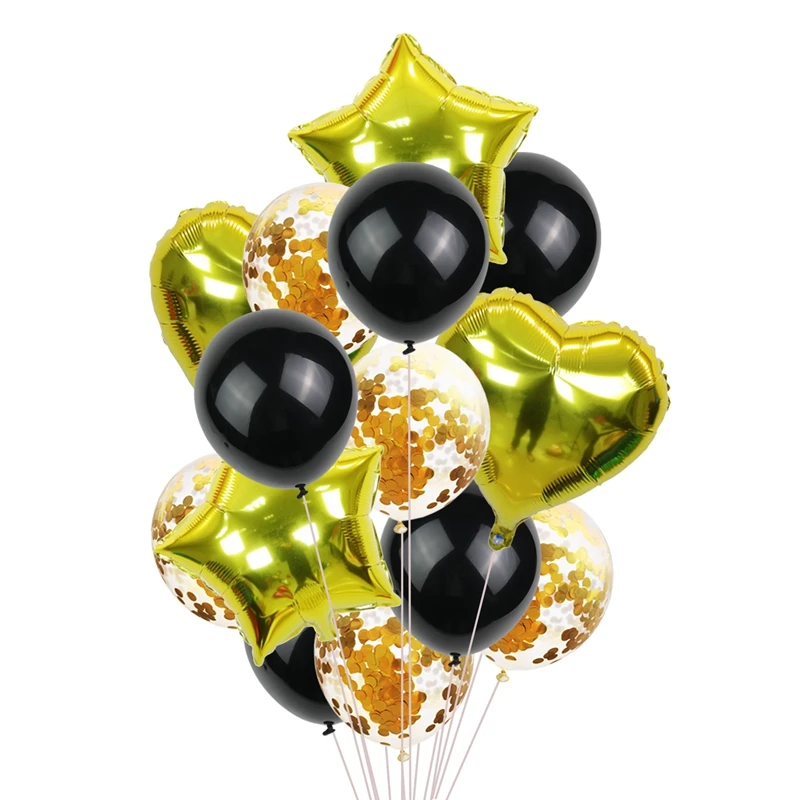 gold black 14 шт. мульти воздушный шар "Конфетти" с днем рождения воздушные шары розовое золото баллоны с гелием мальчик девочка ребенок душ вечерние принадлежности - Цвет: gold black