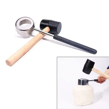 

New 2Pcs/Grade Practical Lightweight Coconut Opener Tool Set Stainless Steel Opener With Wooden Mallet