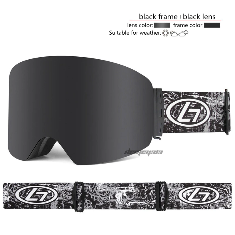 black frame blacklen Уличные лыжные очки, анти-УФ Защитные защитные очки для катания на лыжах, сноуборде, катании на коньках, мужские и женские двухслойные снежные альпинистские очки - Цвет: black frame blacklen