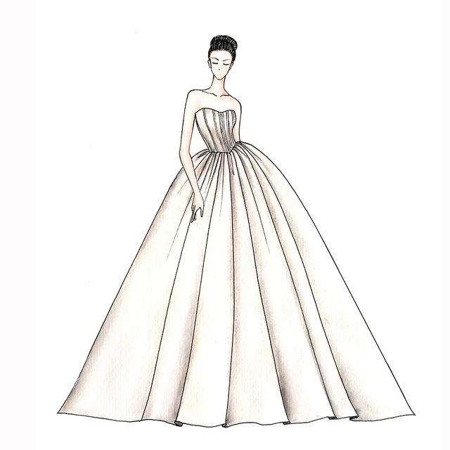 Premium Vector | Beautiful bride dress perfect wedding design vector sketch  illustration