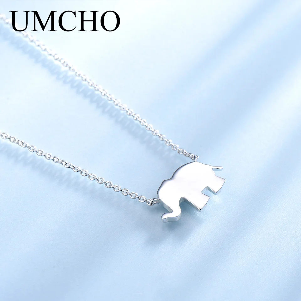 UMCHO Серебряный Блестящий слон 925 пробы Серебряное ожерелье подвески для женщин подарок на день рождения украшение Хорошее ювелирное изделие