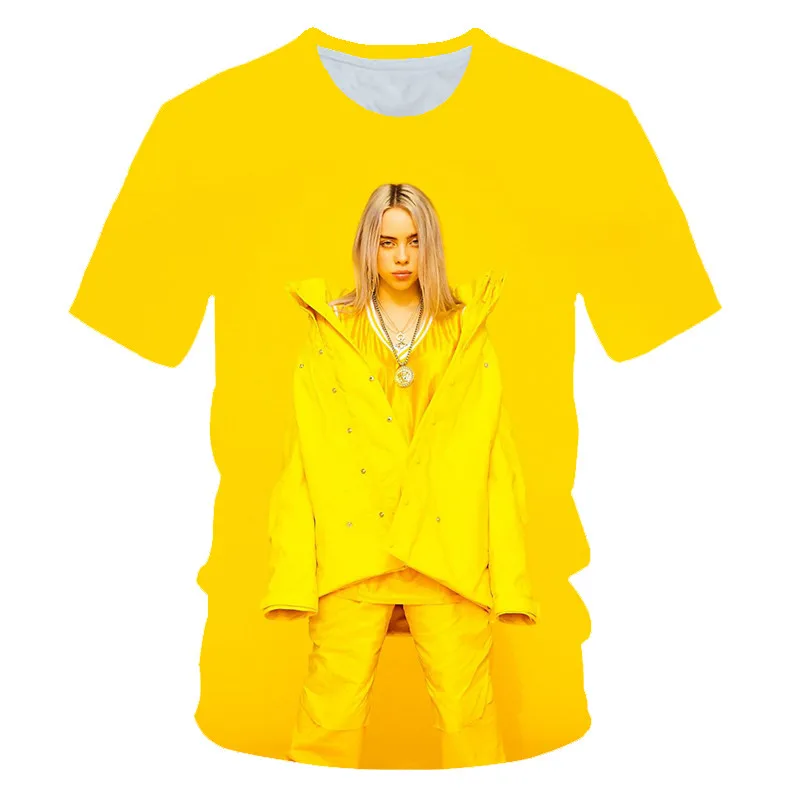 Billie Eilish/футболка с 3d принтом модная повседневная спортивная футболка с короткими рукавами для мальчиков и девочек Летняя Детская уличная одежда с круглым вырезом