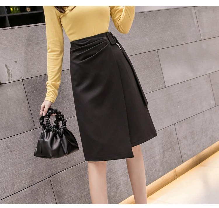 Korean New Midi irregular Skirts Women Winter Autumn new fashion A-Line Skirts Ladies Streetwear Plus Size skirt