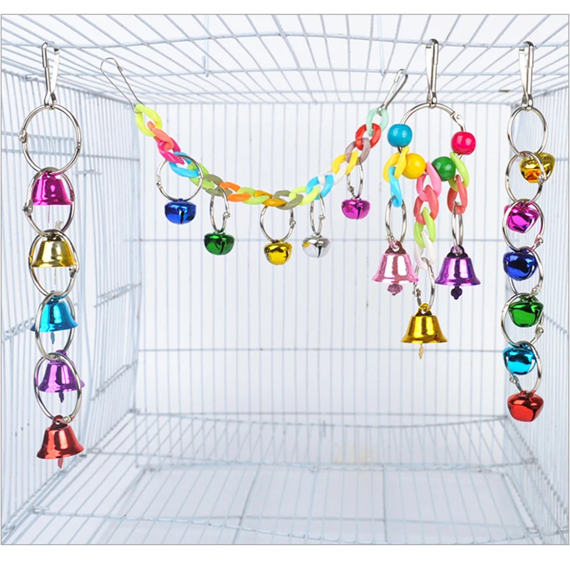 Loro pequeño campana de colores, juguete creativo divertido, jaula de pájaro colorida, campana colgante para loros, loros, jaula de hámster, suministros de columpio