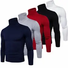 ^^Best Offers 	M-2XL Fashion Men Long Sleeve High Neck Turtleneck Cotton Pull Over Sweaters Stretch Knitted Jumper Top	