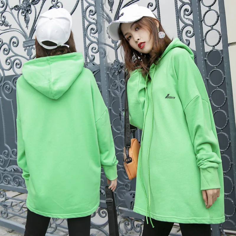 

2019 Yang Mi Celebrity Style Grass Green Hooded Health Pregnant Women Coat Good Quality Hoodie