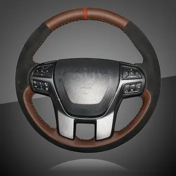 

Auto Braid On The Steering Wheel Cover for Ford Ranger Everest 2016 DIY Car Steering Wheel Covers Leather Interior Accessories