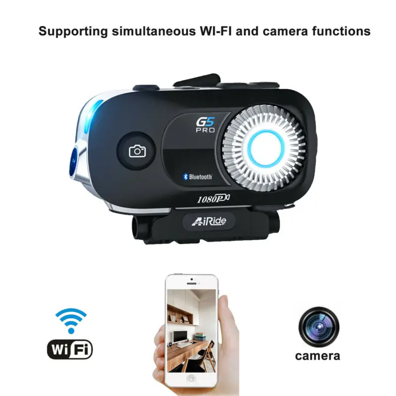 Домофон G5 HD гарнитура мотоцикл 1080P PRO камера Wifi DVR Bluetooth