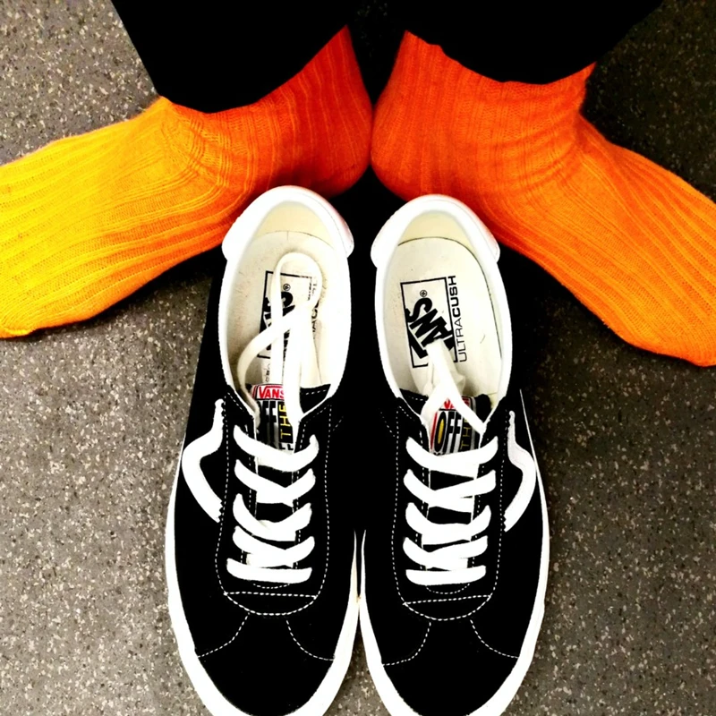 CoooColl 2 пары в упаковке модные крутые Harajuku уличная шерстяная пряжа вентиляция конфеты флюоресцентные цвета оранжевые носки для мужчин и