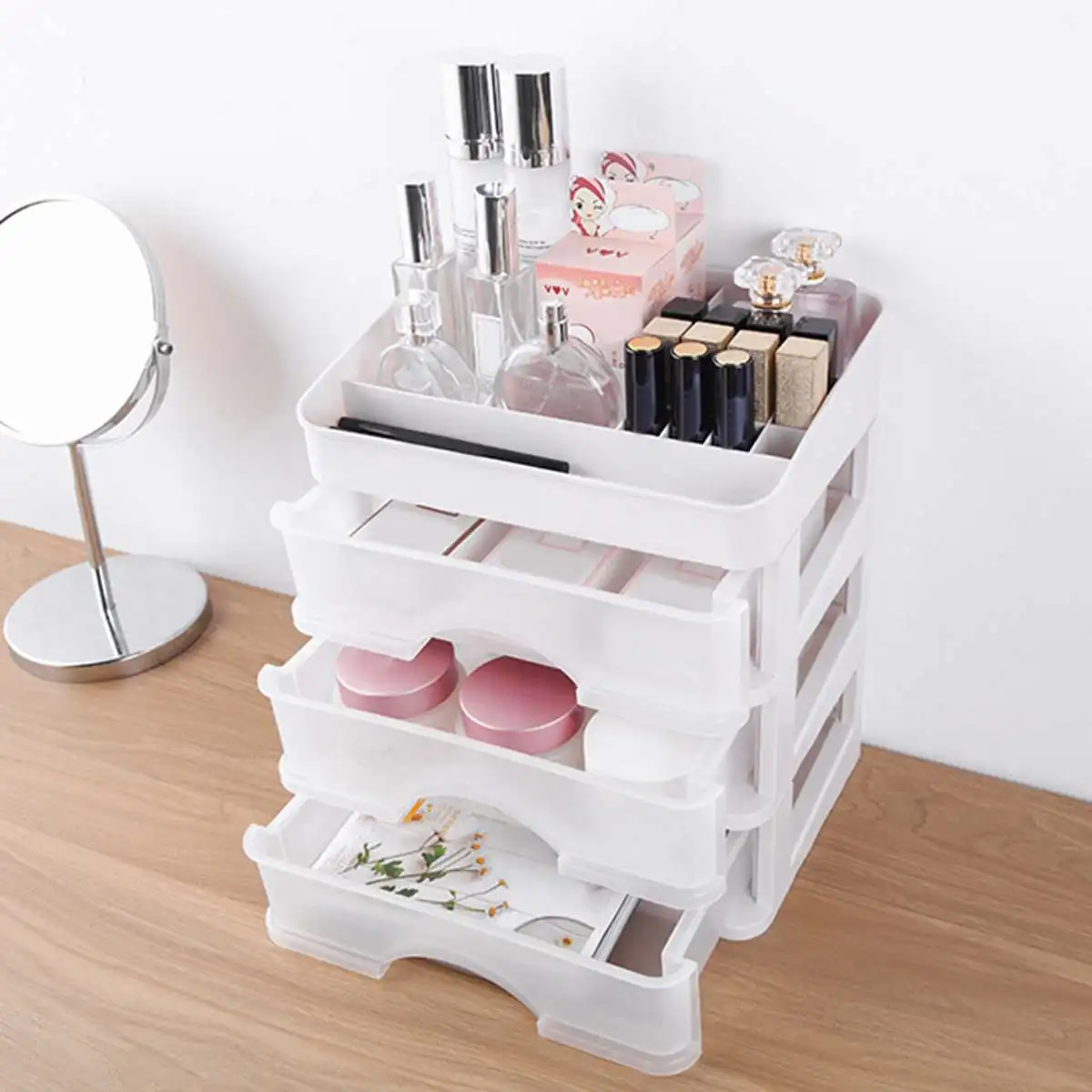 3 Layers Storage Cabinet Drawer Cosmetics Makeup Stationery Toys