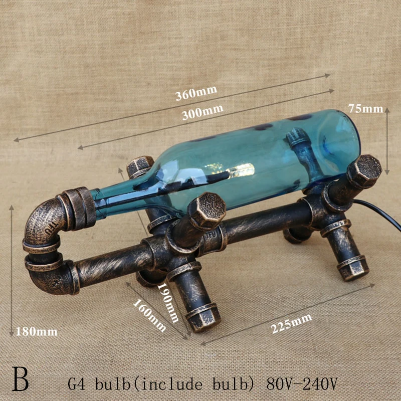 Стекло абажур бутылка Настольный светильник douille G4 светильник лампочка промышленности уникальный настольная лампа для спальни прикроватной 220V