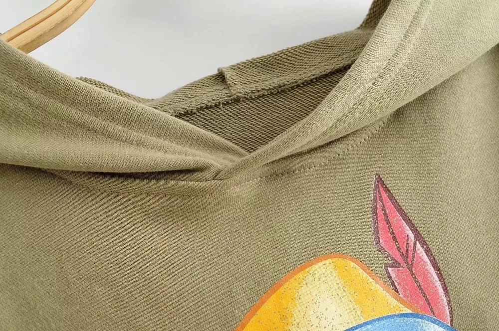 Pinocchio Fairy Women Hoodies New Winter Cartoon Print Green Long Sleeve O Neck Ladies Sweatshirt Casual Zaraing Pullover
