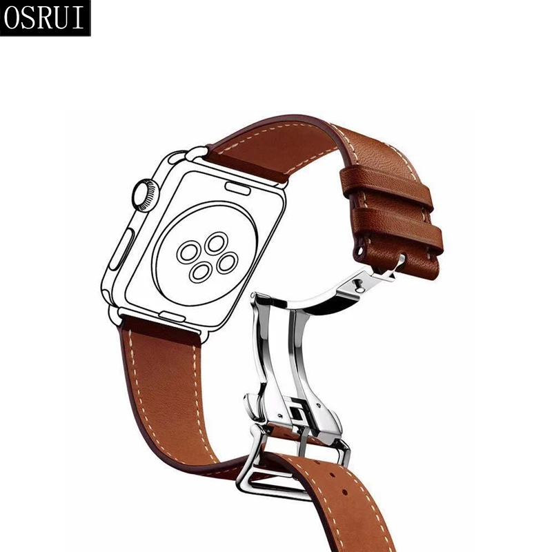 Ремешок для apple watch band 5 4 44 мм 40 мм correa iwatch 3 2 42 мм 38 мм раскладной кожаный браслет с пряжкой apple watch аксессуары