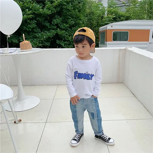 19 autumn new children's long sleeves family front and rear printing cotton children's long sleeve bottoming shirt - Цвет: 1