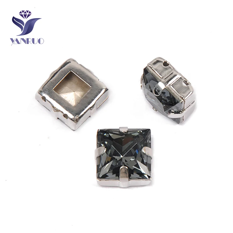 Black Diamond Yanruo 4447 принцесса квадратные стеклянные драгоценные камни DIY Декоративные Камни Точка назад стразы с отверстиями Стразы для одежды аксессуары - Цвет: Black Diamond