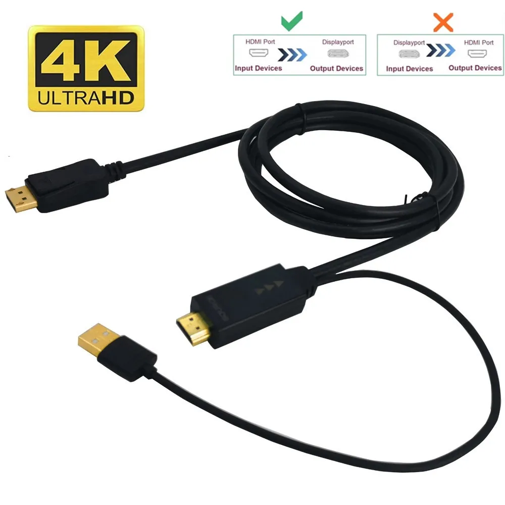 HDMI-compatible to DP Converter Adapter Cable 4K@30Hz 1080P@60Hz Male HDTV DisplayPort Audio Video Cord 2M for PC | Электроника