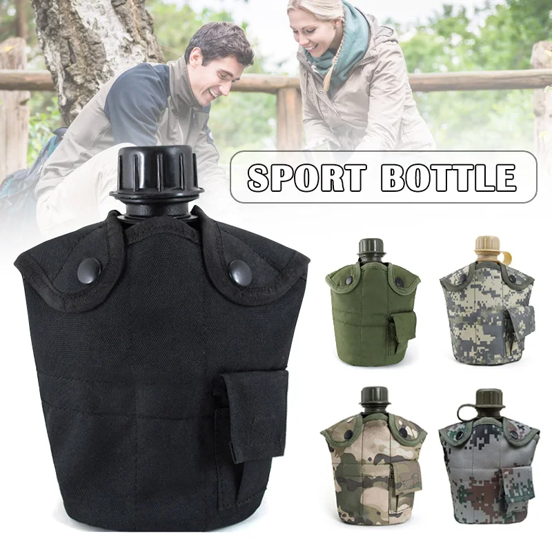

Hot 1L Outdoor US Style Strategical Water Bottle with Cover Canteen Kit Outdoor Training Aluminum Cup MVI-ing