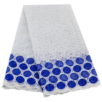 

Blue And Gold African Lace Fabric 2020 High Quality French Lace Fabric With Stones Nigerian Lace Fabric For Dress 5 Yards