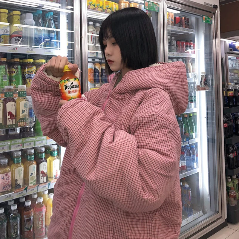Kawaii/зимняя куртка женская утепленная верхняя одежда хлопковая Корейская в