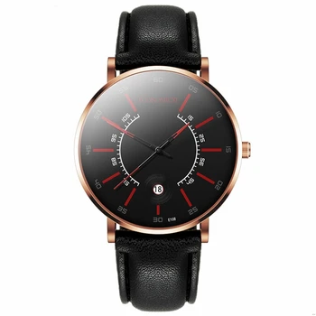 

Fashion Business men's Quartz Watch Waterproof Leather Strap Casual Simple Digital Alloy Dial Wristwatch Mens Clocks Couple Gift