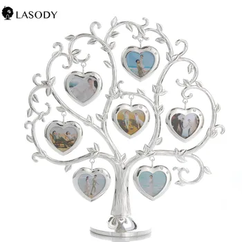 

Famliy Tree with 7 Hanging Photo Frames for pictures Fashion Metal Picture Frame Decorative Table Top for any Holiday