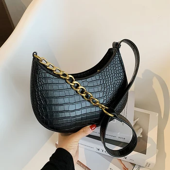 

Stone Pattern Small Half Moon Bags for Women 2020 PU Leather Shoulder Bag Women's Handbag Ladies Luxury Vintage Crossbody Bag