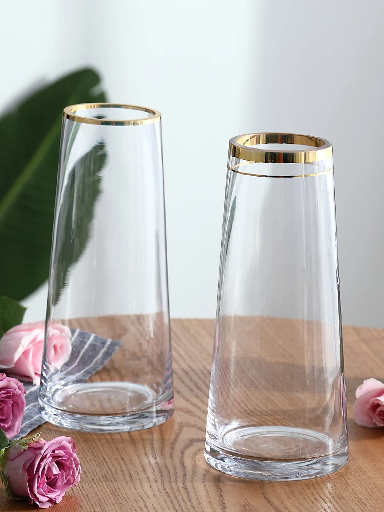 Европейский стеклянный светильник, ваза, роскошная Золотая оправа, водная гидропоника, ваза для растений, настольные украшения, украшение для дома