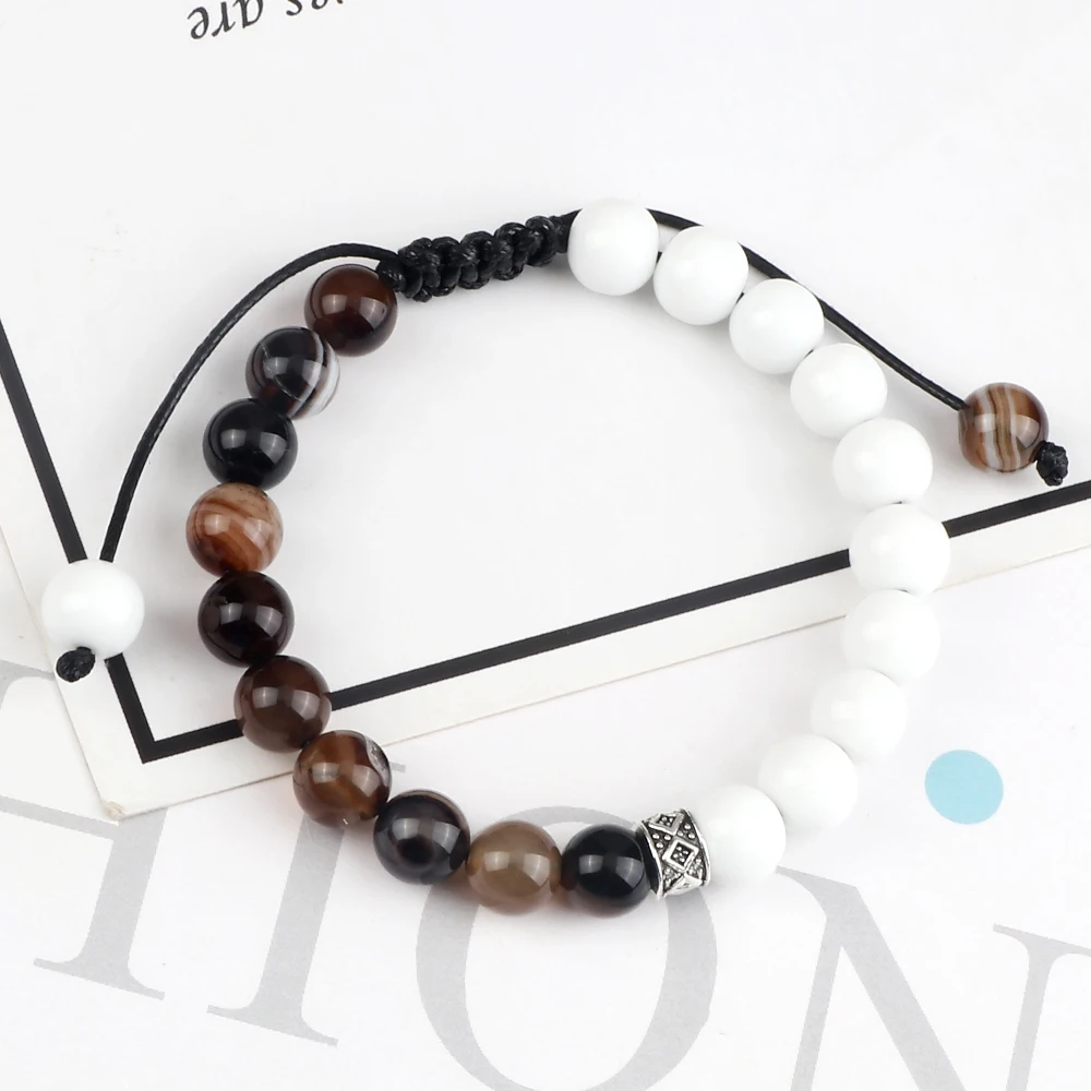 Men Women Beads Bracelet Handmade Natural Tiger Eye Lava Stone Onyx Strand Adjustable Yoga Energy Jewelry Stone Bead Bracelet Natural Stone Bracelet Beaded Bracelet