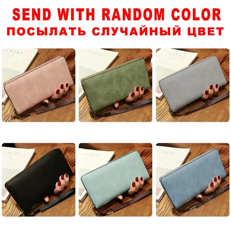 random color Женский кошелек женский длинный кошелек из искусственной кожи Длинный кошелек известный бренд дизайнерский кошелек женский качественный женский браслет кошелек - Цвет: random color