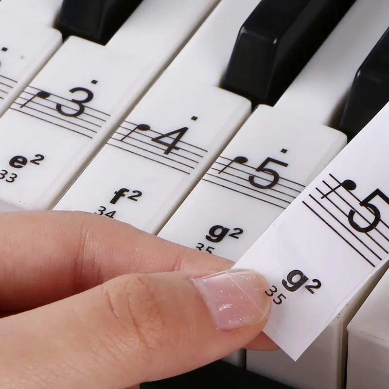 

61/88 Key Beginner Transparent Piano Keyboard Sticker Universal Electronic Keyboard Sticker Piano Stave Note Sticker White Keys*
