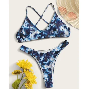 

Women Sexy Bikini Fitness Swimsuit Lace Up Crisscross Back High Cut Bikini Set Two Piece 2020 топ купальник женский Bikinis NEW