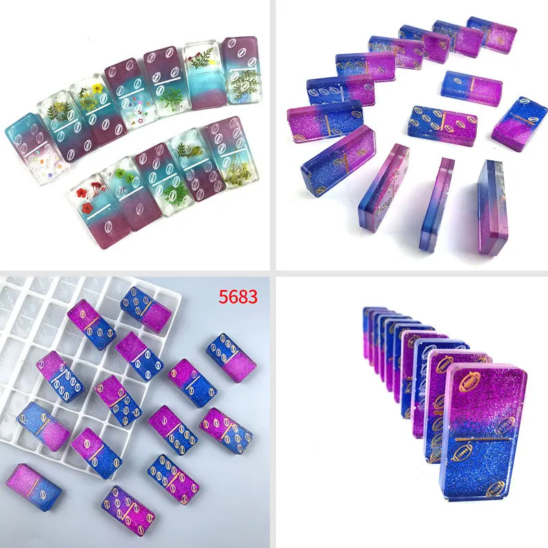 Rugby Shape Domino Uv Resin Silicone Mold DIY Epoxy Resin Push Card Entertainment Mold Handicraft Accessories