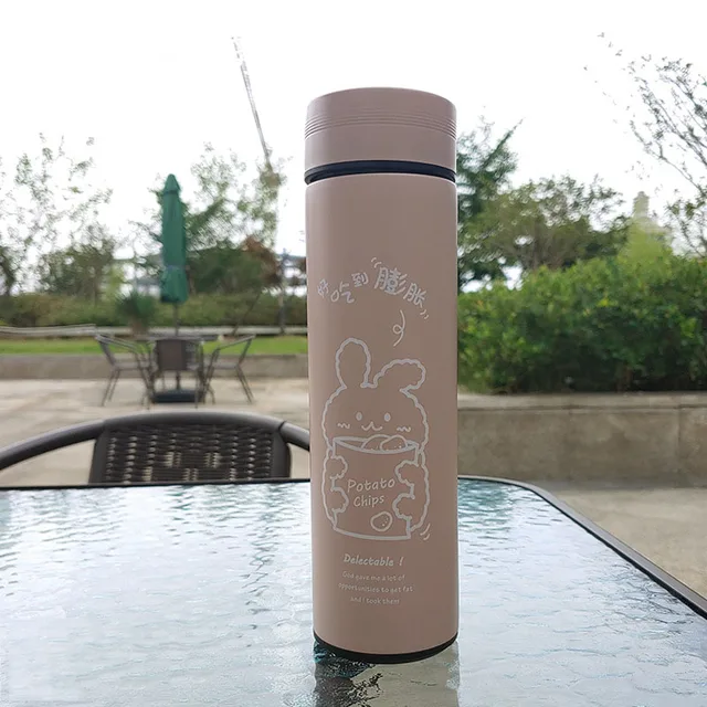 450ML Cartoon Vacuum Flask Cute Animal Thermos Bottle Stainless Steel Water Bottle Outdoor Portable Water Cup Travel Mug D