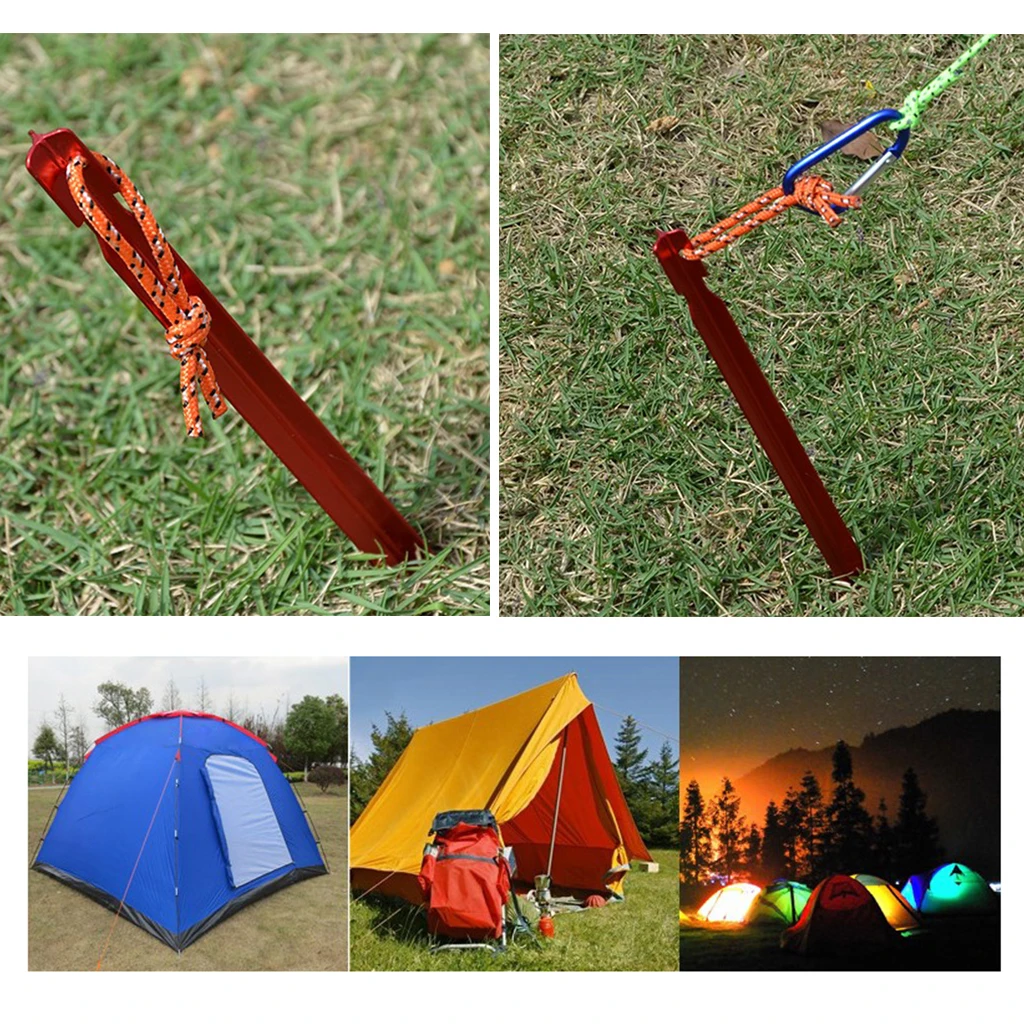 10pcs 18cm Outdoor Camping Tent Stake Pegs Aviation Aluminium Alloy Hiking Traveling Tent Nail Accessories with Storage Bag