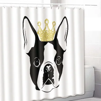 

Cartoon Pet Dog Chihuahua Shower curtains With Hooks Home Decor Waterproof Bath Curtain 3D White Shower Curtain Bathroom Curtain