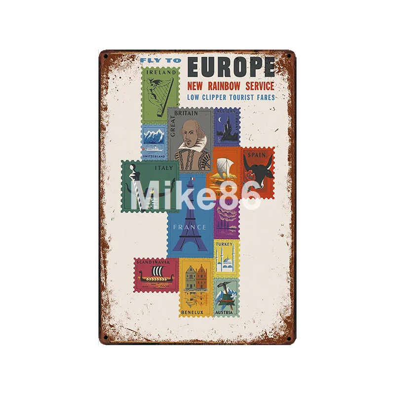 [Mike86] Франция, Греция, Испания, Европа, жестяная вывеска, винтажный музейный рисунок на железной поверхности в стиле ретро, плакат, Искусство 20*30 см, LT-1951 - Цвет: GLC-15045