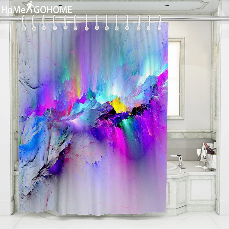 

Psychedelic Ombre Nebula Shower Curtain Landscape 3D Printing Waterproof Polyester for Bath Shower Curtain Bathroom Boho Decor