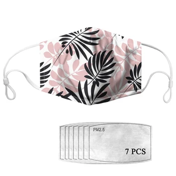 

Fashion Tropical Leafs Ladies Mouth Mask Outdoor Protection Face Masks with PM2.5 Custom Reusable Windproof Mask Cubreboca