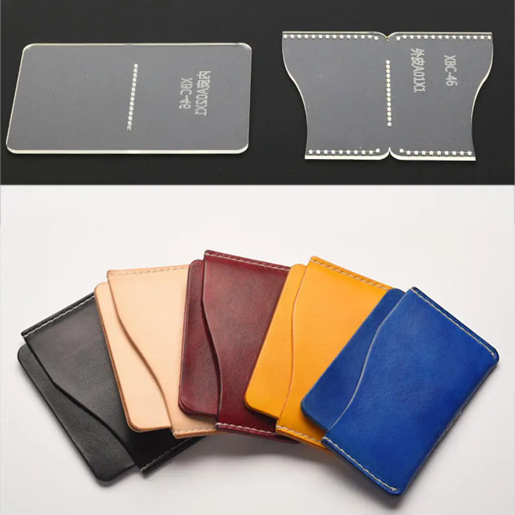 2 Pieces/Set Acrylic Card Bags Stencil Leather Pattern Template DIY Leathercrafts Tools leather craft tools leather craft template sewing stencils set