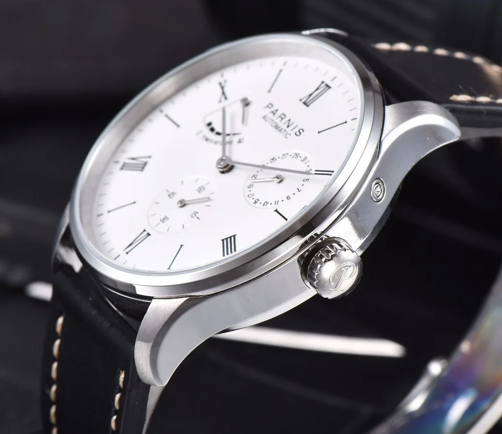 Роскошные мужские parnis41мм автоматические механические часы с автоматическим заводом мужские часы сапфировые зеркальные